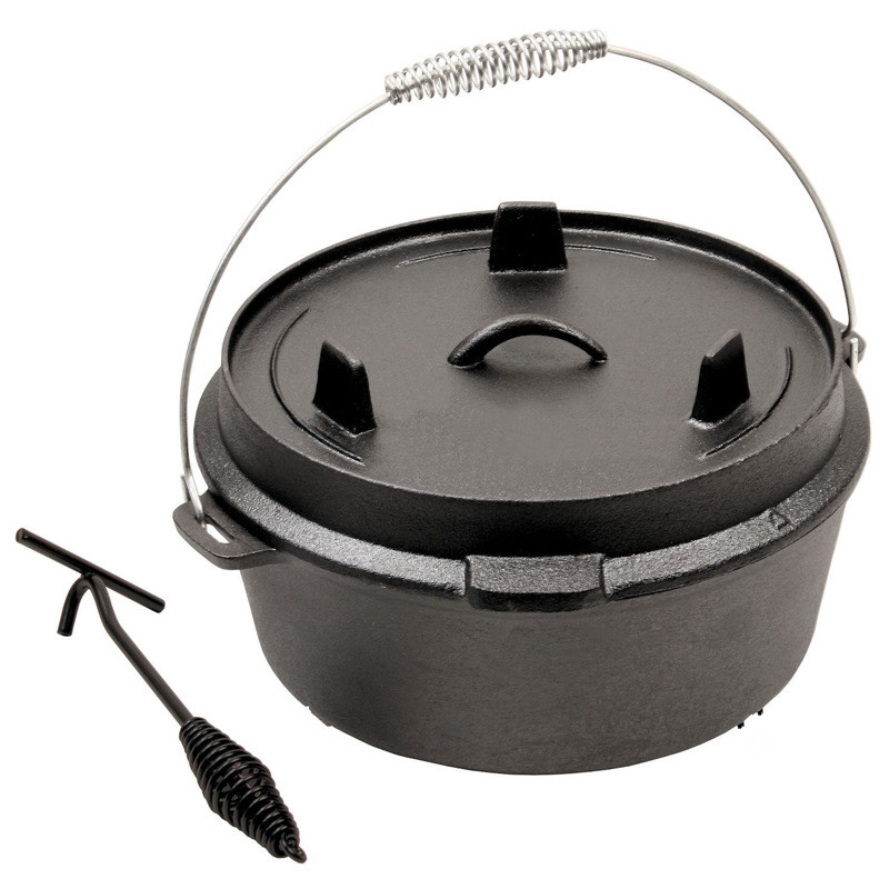 Camping Cooking Dutch Oven - قبل محنك غطاء من الحديد الزهر