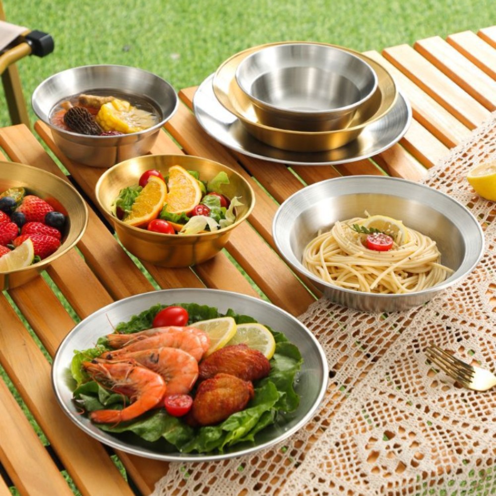 Camping Cooking Plate - طقم أدوات مائدة من الفولاذ المقاوم