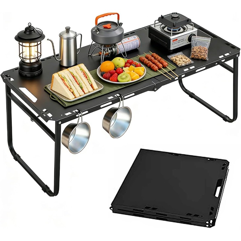 Camping Cooking Table - طاولة تخييم قابلة للطي والتعديل، محمولة