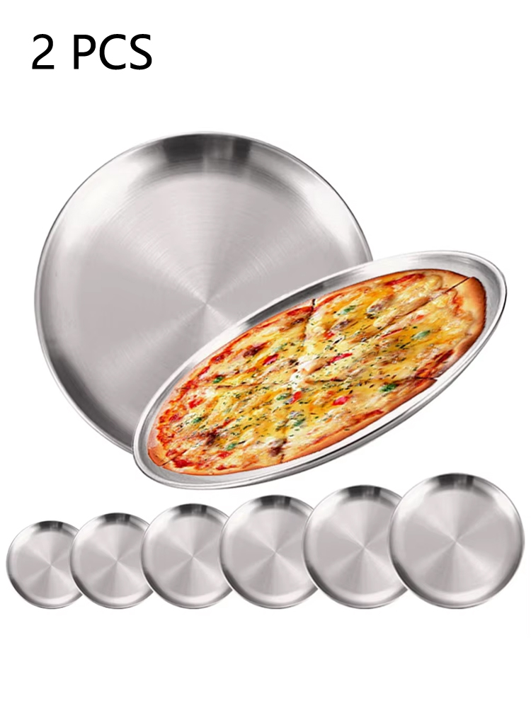Camping Cooking Plate - طبقين دائريين من الفولاذ المقاوم للصدأ،