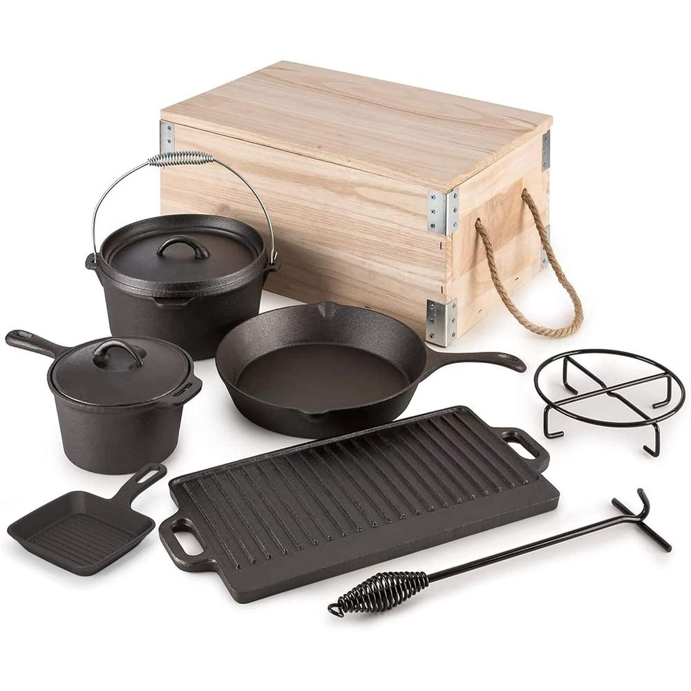 Camping Cooking Dutch Oven - طقم طهي من 8 قطع من