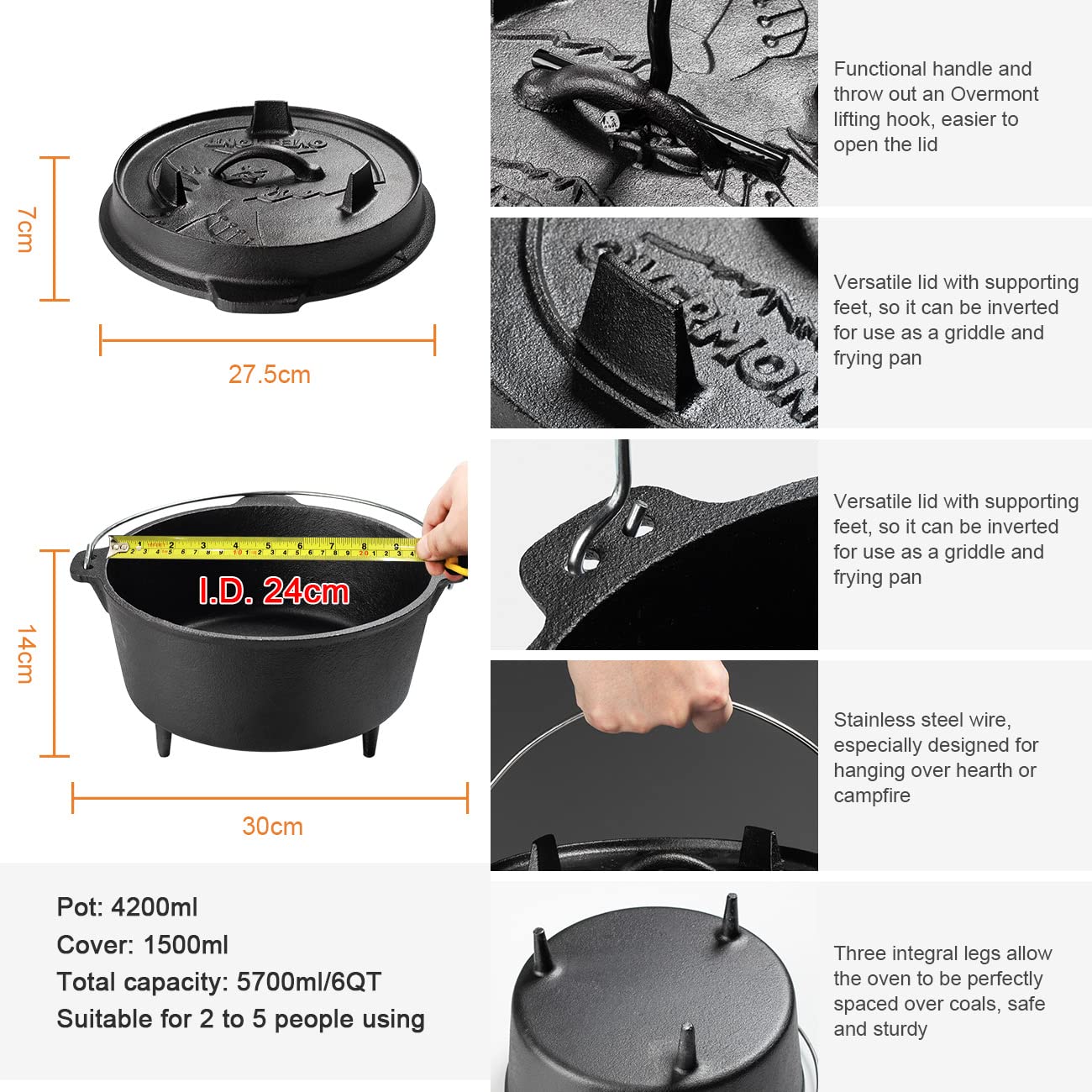 قبل محنك غطاء من الحديد الزهر  - مراجعة Camping Cooking Dutch Oven وسعره