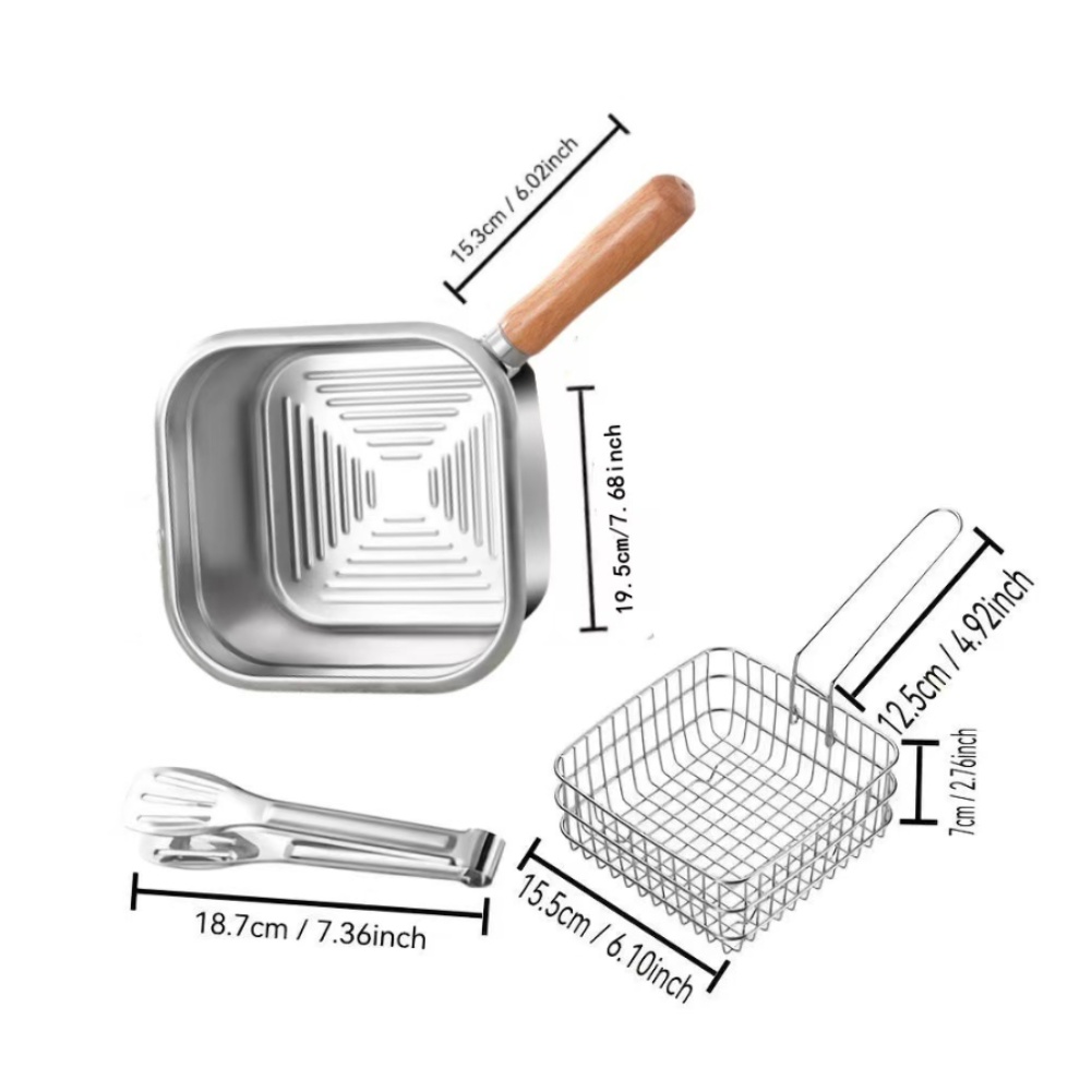 طقم مقلاة مربعة من الفولاذ الم - مراجعة Camping Cooking Basket وسعره