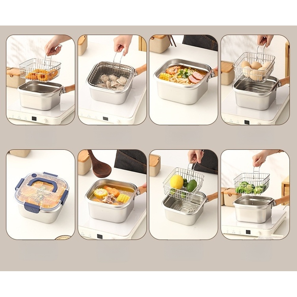 طقم مقلاة مربعة من الفولاذ الم - مراجعة Camping Cooking Basket وسعره
