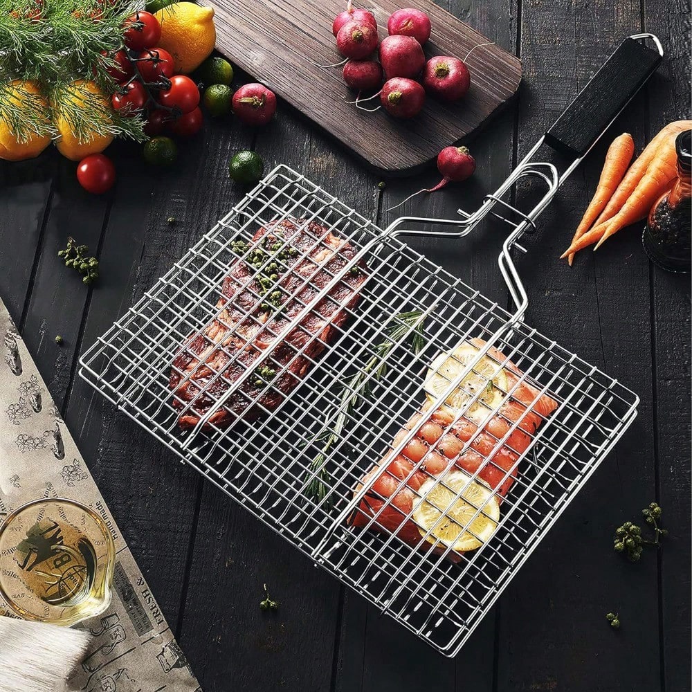 سلة شواء محمولة قابلة للطي من  - مراجعة Camping Cooking Basket وسعره