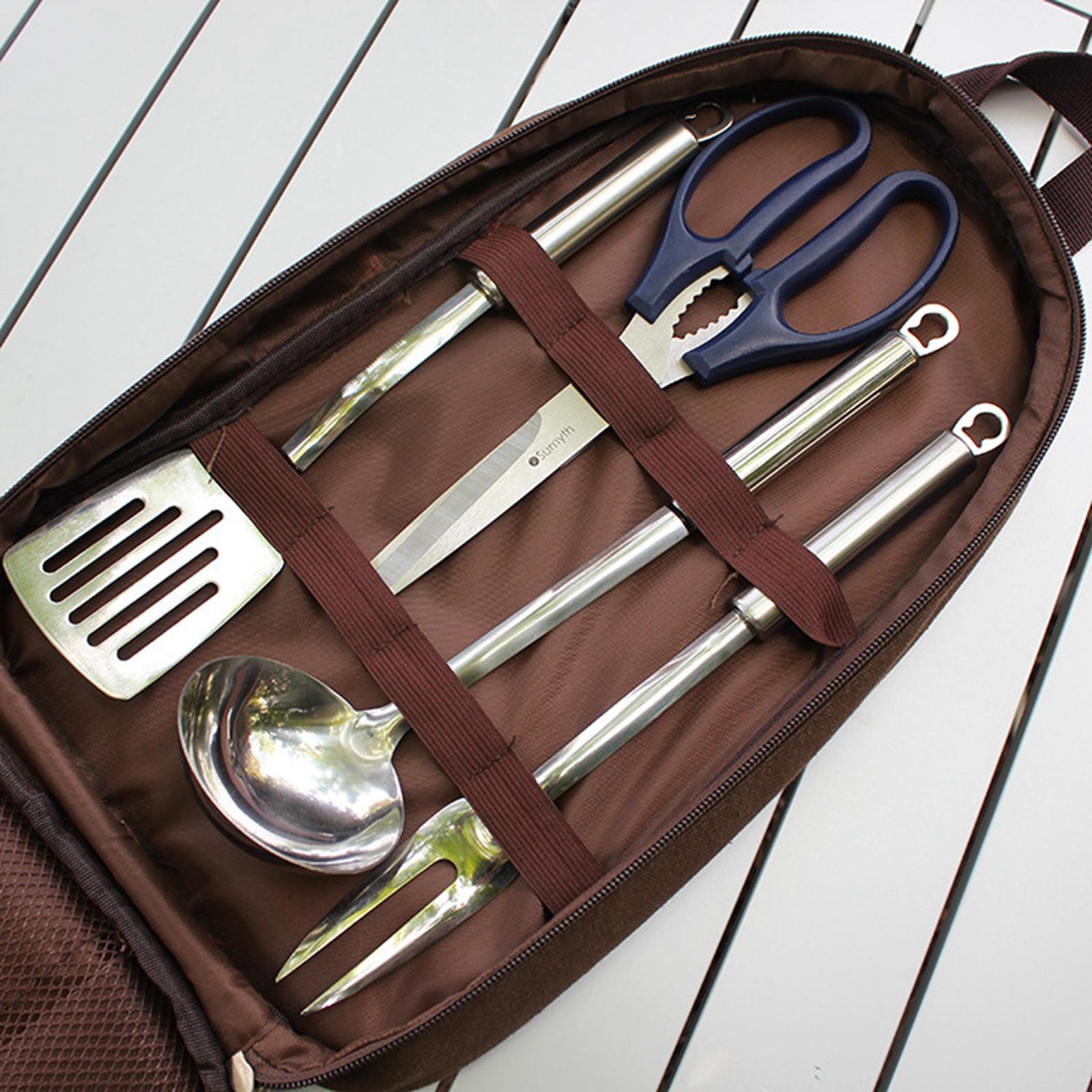7 قطعة التخييم أواني المطبخ مج - مراجعة Camping Cooking Equipment Bag وسعره