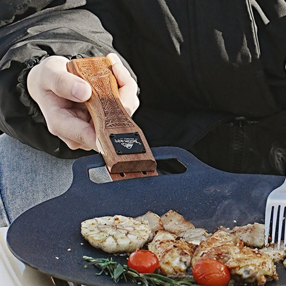 مقلاة شواء خشبية طبيعية للاستخ - مراجعة Camping Cooking Plate وسعره