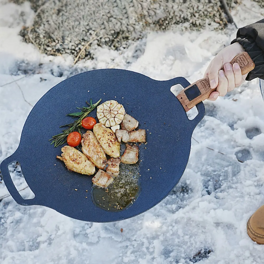 مقلاة شواء خشبية طبيعية للاستخ - مراجعة Camping Cooking Plate وسعره